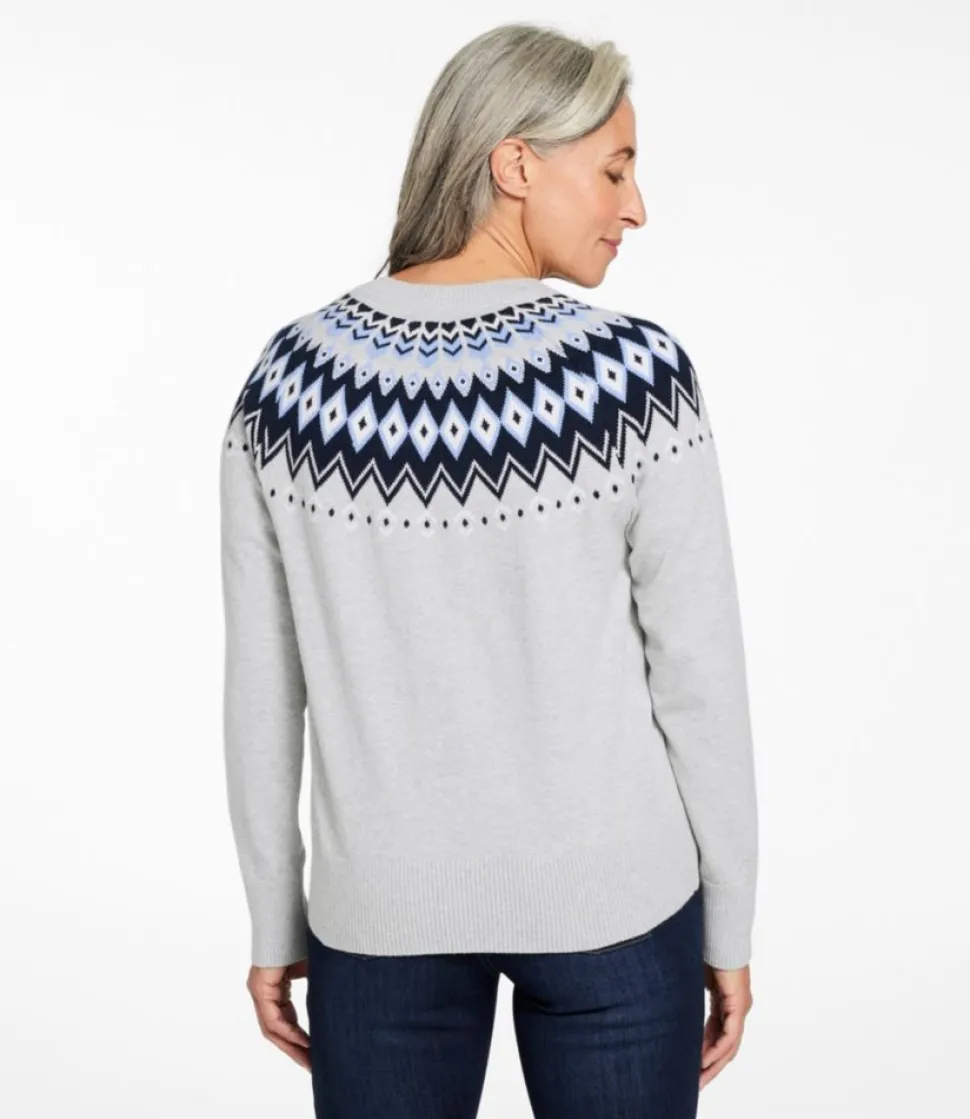 Best Sale L.L.Bean "Women's Cotton/Cashmere Sweater, Crewneck Fair Isle"