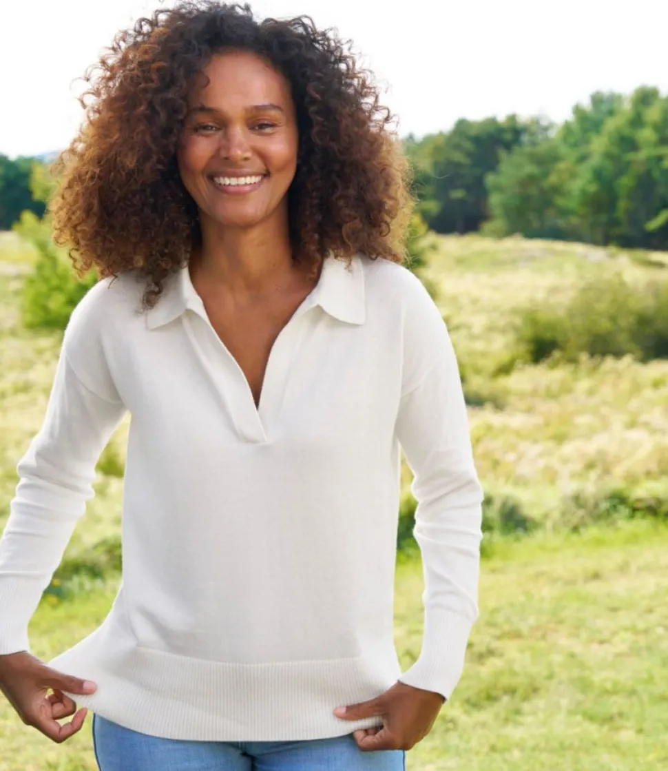 New L.L.Bean "Women's Cotton/Cashmere Sweater, Polo"
