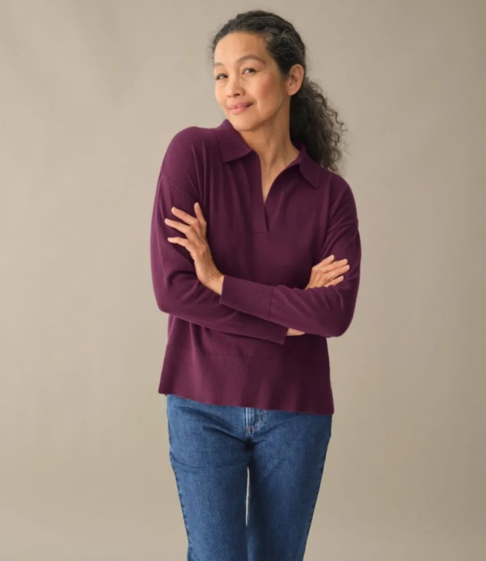 New L.L.Bean "Women's Cotton/Cashmere Sweater, Polo"