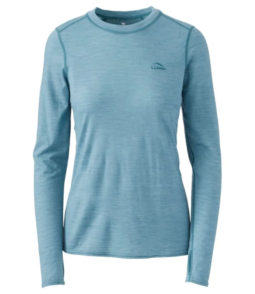 Best L.L.Bean "Women's Cresta Ultralight 150 Crew Top, Stripe" OceanWaves/StormTeal