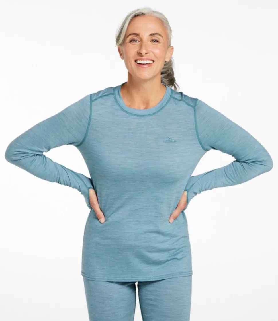 Best L.L.Bean "Women's Cresta Ultralight 150 Crew Top, Stripe" OceanWaves/StormTeal