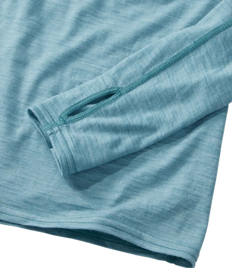 Best L.L.Bean "Women's Cresta Ultralight 150 Crew Top, Stripe" OceanWaves/StormTeal