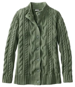 Shop L.L.Bean "Women's Double L® Cable Sweater, Button-Front Cardigan"