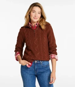 Best Sale L.L.Bean "Women's Double L® Cable Sweater, Quarter-Zip"