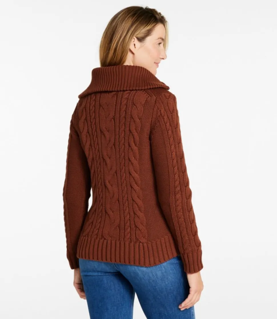 Best Sale L.L.Bean "Women's Double L® Cable Sweater, Quarter-Zip"