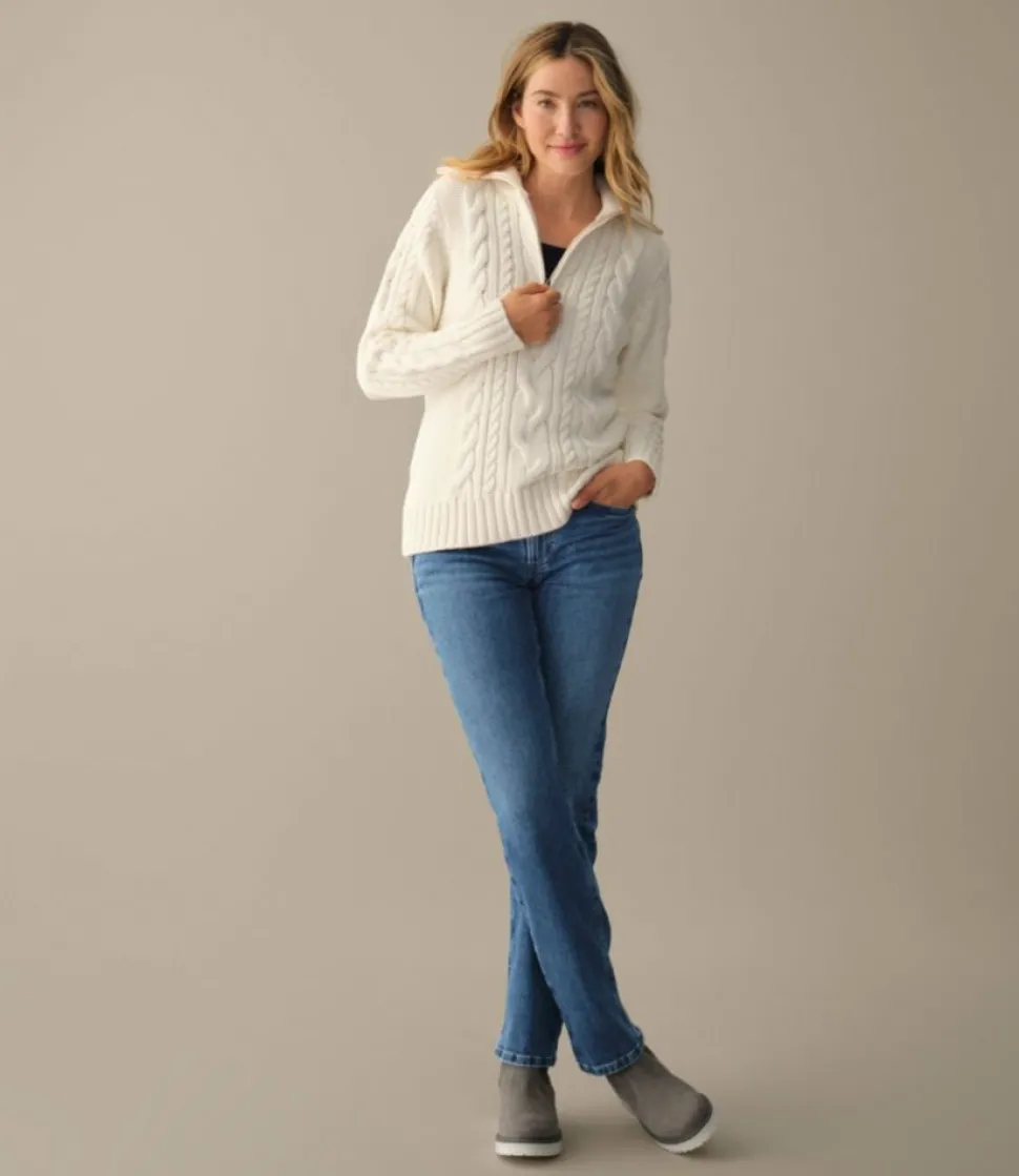 Best Sale L.L.Bean "Women's Double L® Cable Sweater, Quarter-Zip"