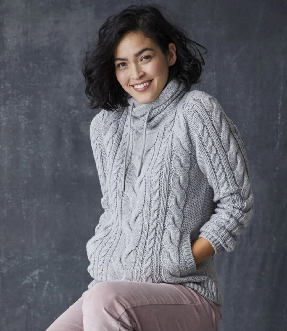 Clearance L.L.Bean "Women's Double L® Mixed-Cable Sweater, Funnelneck"