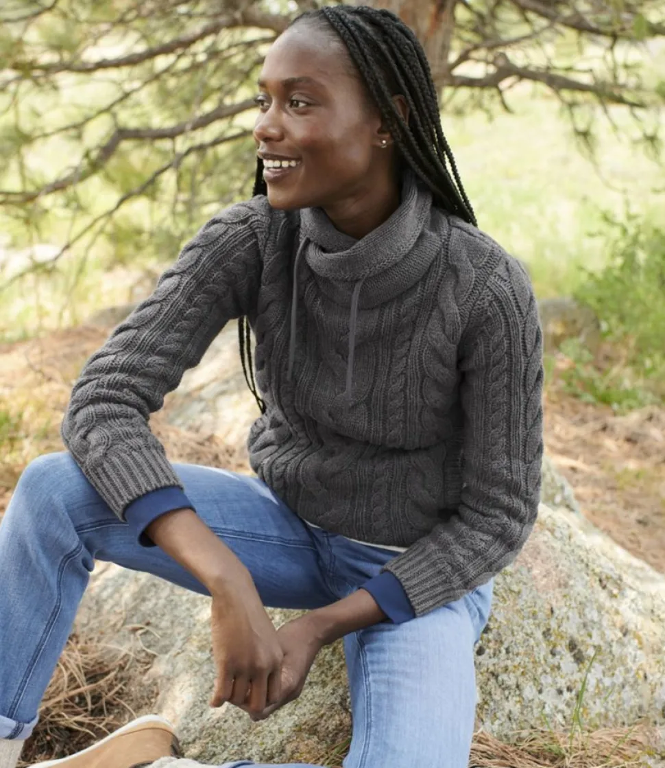 Clearance L.L.Bean "Women's Double L® Mixed-Cable Sweater, Funnelneck"