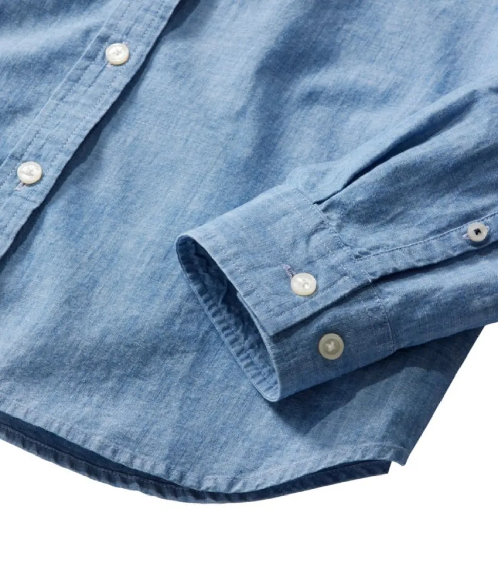 Outlet L.L.Bean "Women's Essential Cotton Shirt, Chambray Long Sleeve" CleanIndigo