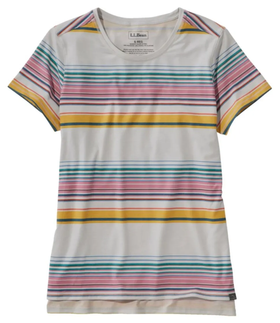 Discount L.L.Bean "Women's Everyday SunSmart® Tee, Short-Sleeve Stripe" PewterStripe