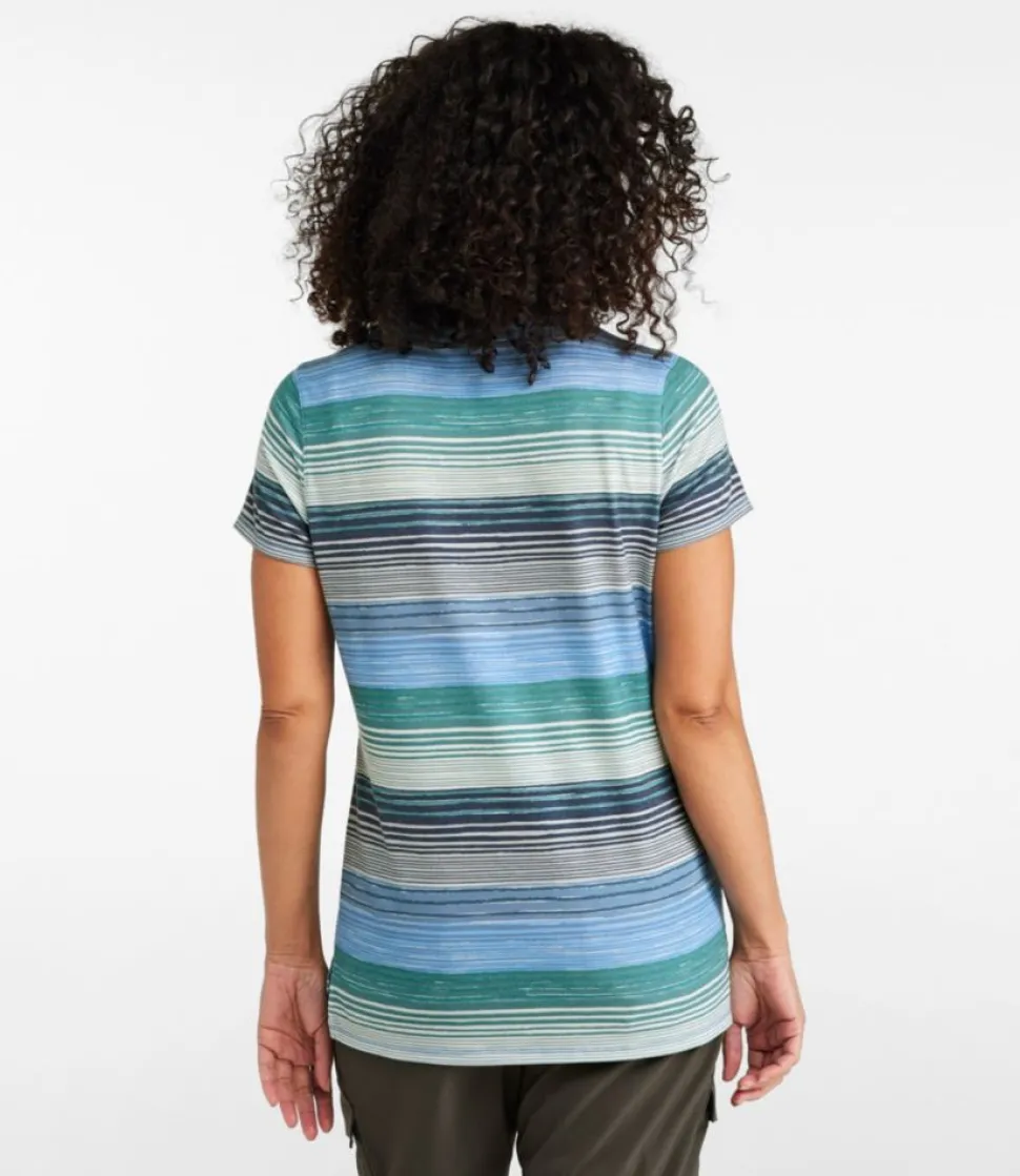 Discount L.L.Bean "Women's Everyday SunSmart® Tee, Short-Sleeve Stripe" PewterStripe