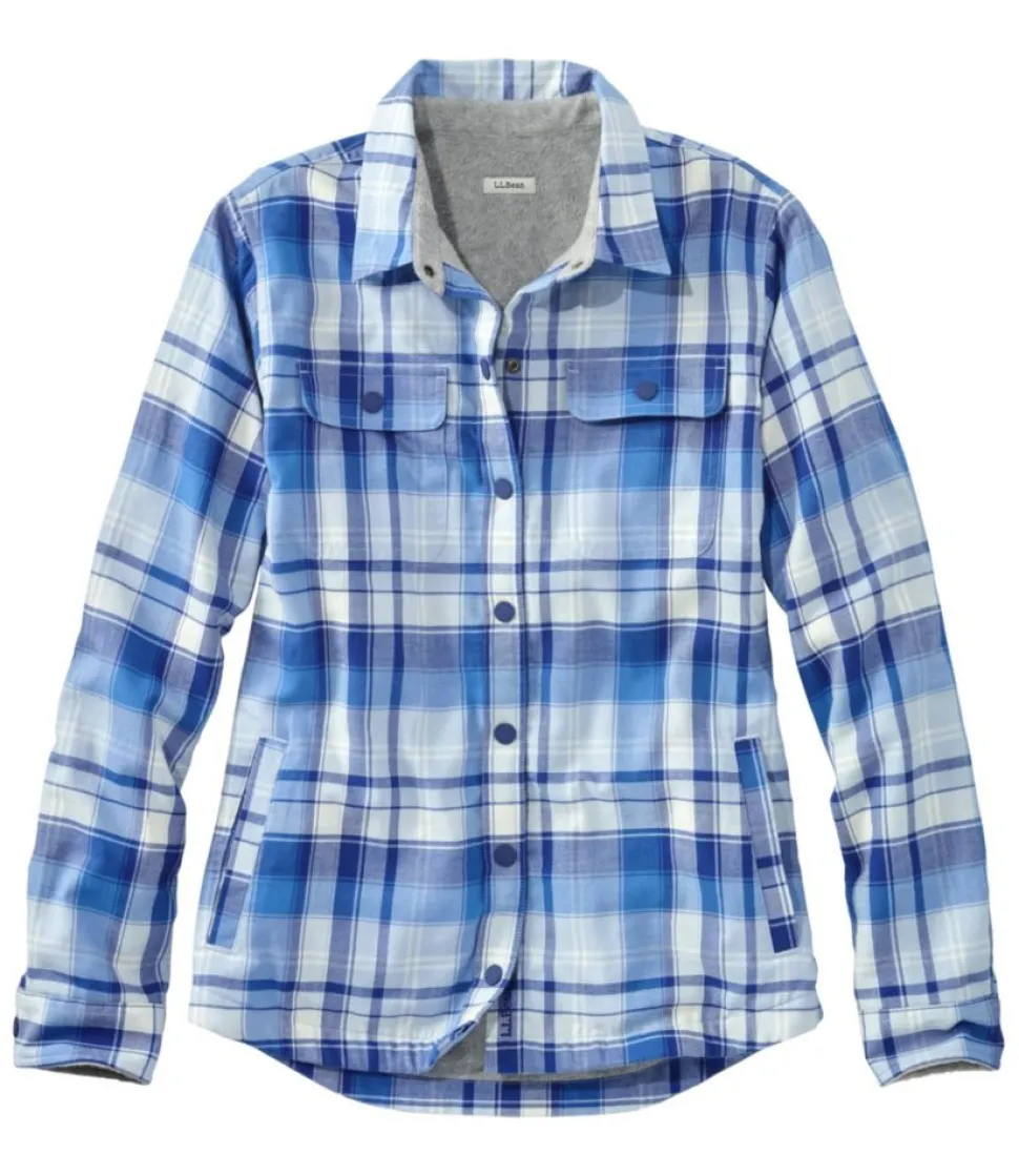 Online L.L.Bean "Women's Fleece-Lined Flannel Shirt, Snap-Front Plaid"