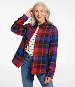 Online L.L.Bean "Women's Fleece-Lined Flannel Shirt, Snap-Front Plaid"