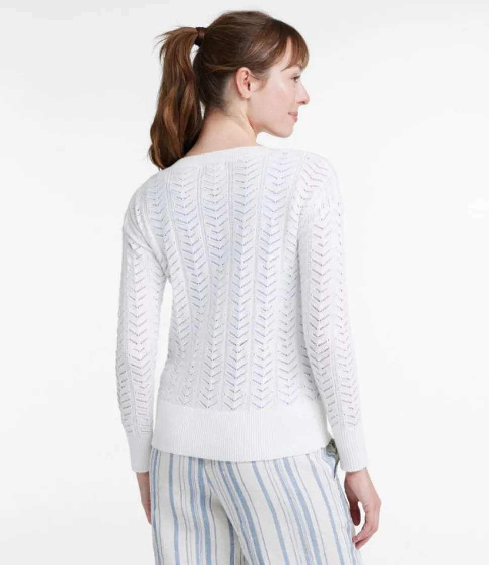New L.L.Bean "Women's Frye Island Pointelle Sweater, Cardigan"