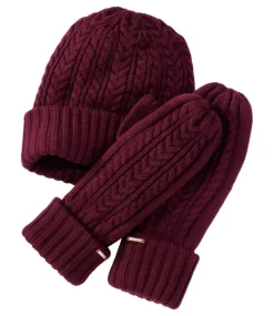 Discount L.L.Bean "Women's Heritage Cable Gift Set" Bordeaux