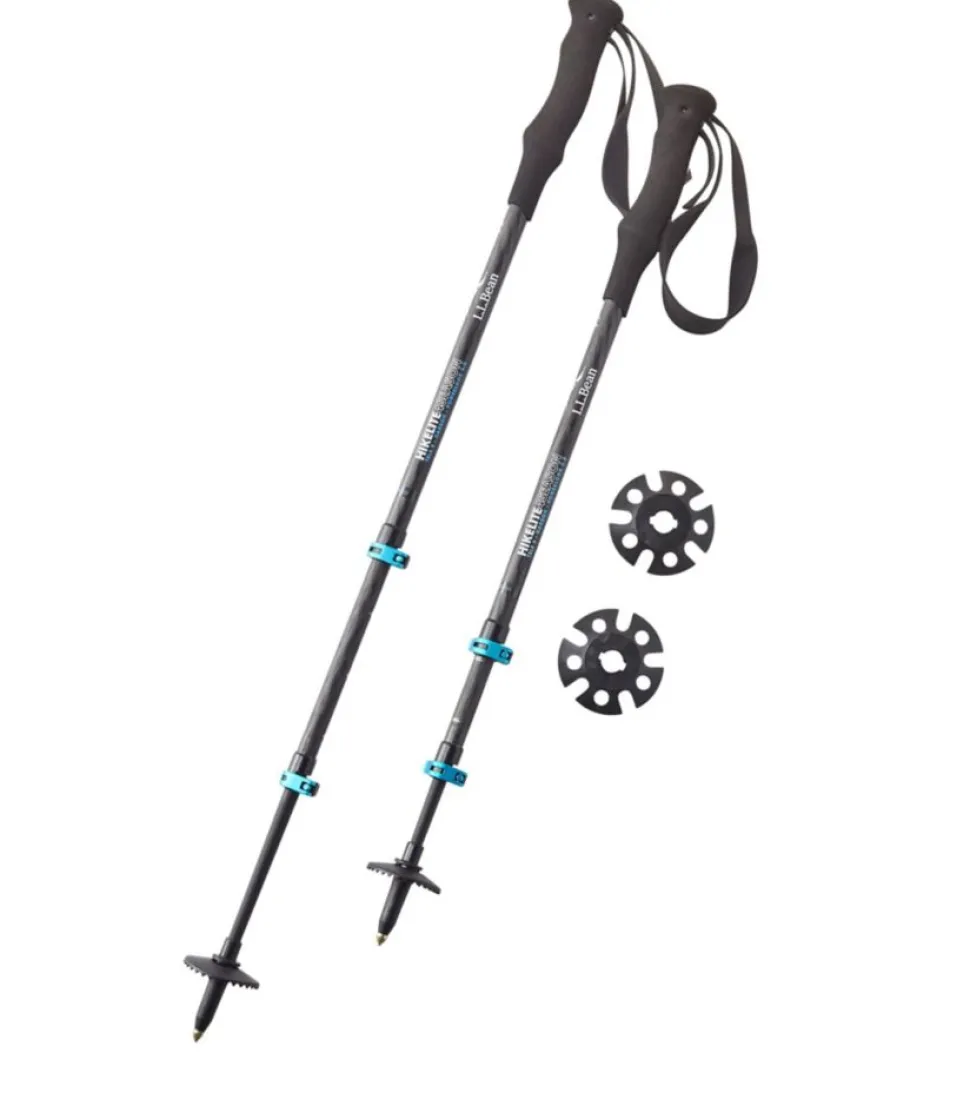 Outlet L.L.Bean "Women's Hikelite 4 Season Carbon Compact Hiking Poles" CarbonMatte/BlueTransparent