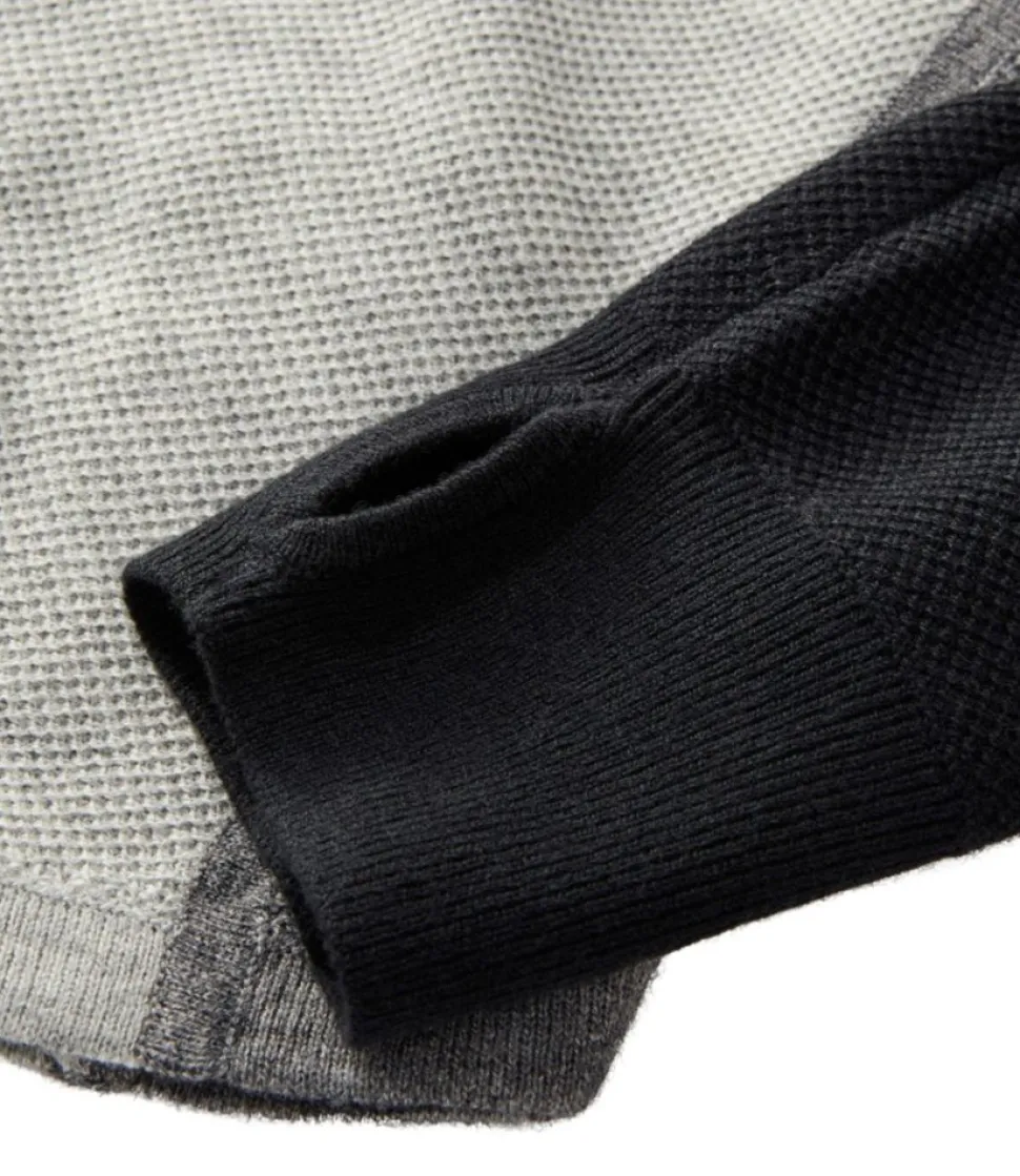 Flash Sale L.L.Bean "Women's Honeycomb Merino Wool-Blend Sweater, Quarter-Zip Colorblock"