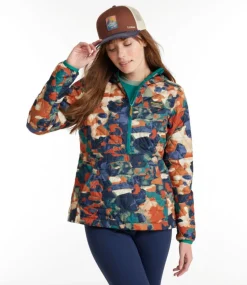 Outlet L.L.Bean "Women's Katahdin Insulated Pullover, Print" WarmTealCamo