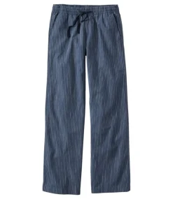 Outlet L.L.Bean "Women's Lakewashed Pull-On Chinos, Mid-Rise Wide-Leg Stripe Chambray" DarkIndigoStripe