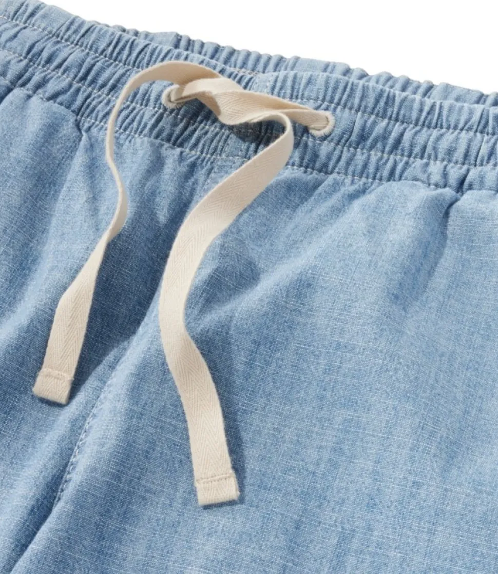 Sale L.L.Bean "Women's Lakewashed Pull-On Chinos, Mid-Rise Wide-Leg Chambray"