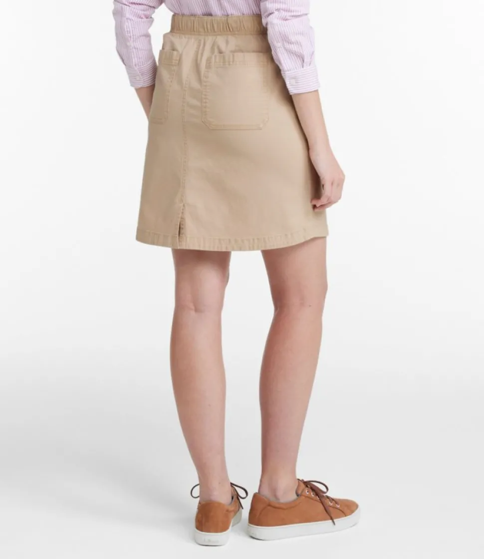 Outlet L.L.Bean "Women's Lakewashed Pull-On Skirt, Mid-Rise" Boulder