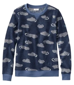 Sale L.L.Bean "Women's Lightweight Sweater Fleece Top, Print" VintageIndigoClouds