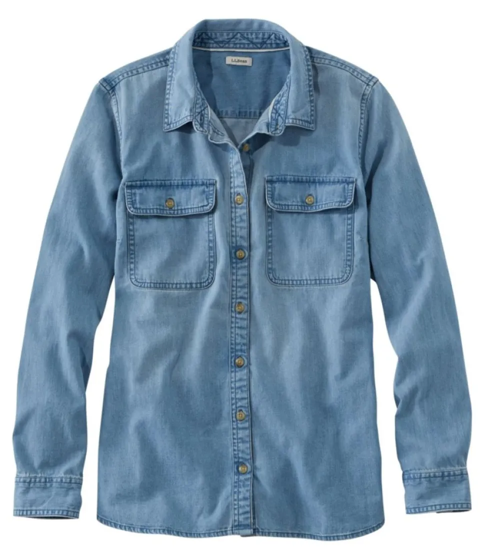 Flash Sale L.L.Bean "Women's L.L. Bean Heritage Washed Denim Shirt, Long-Sleeve"