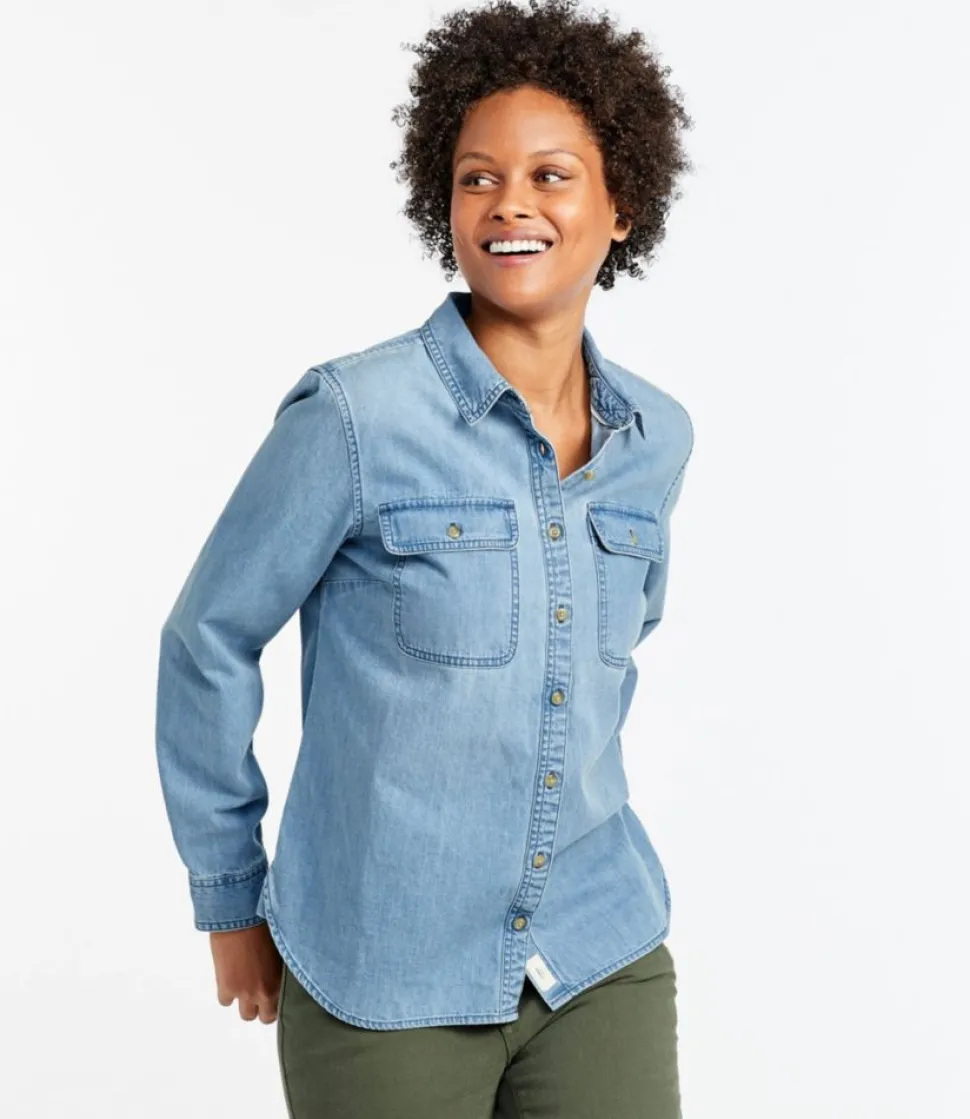 Flash Sale L.L.Bean "Women's L.L. Bean Heritage Washed Denim Shirt, Long-Sleeve"