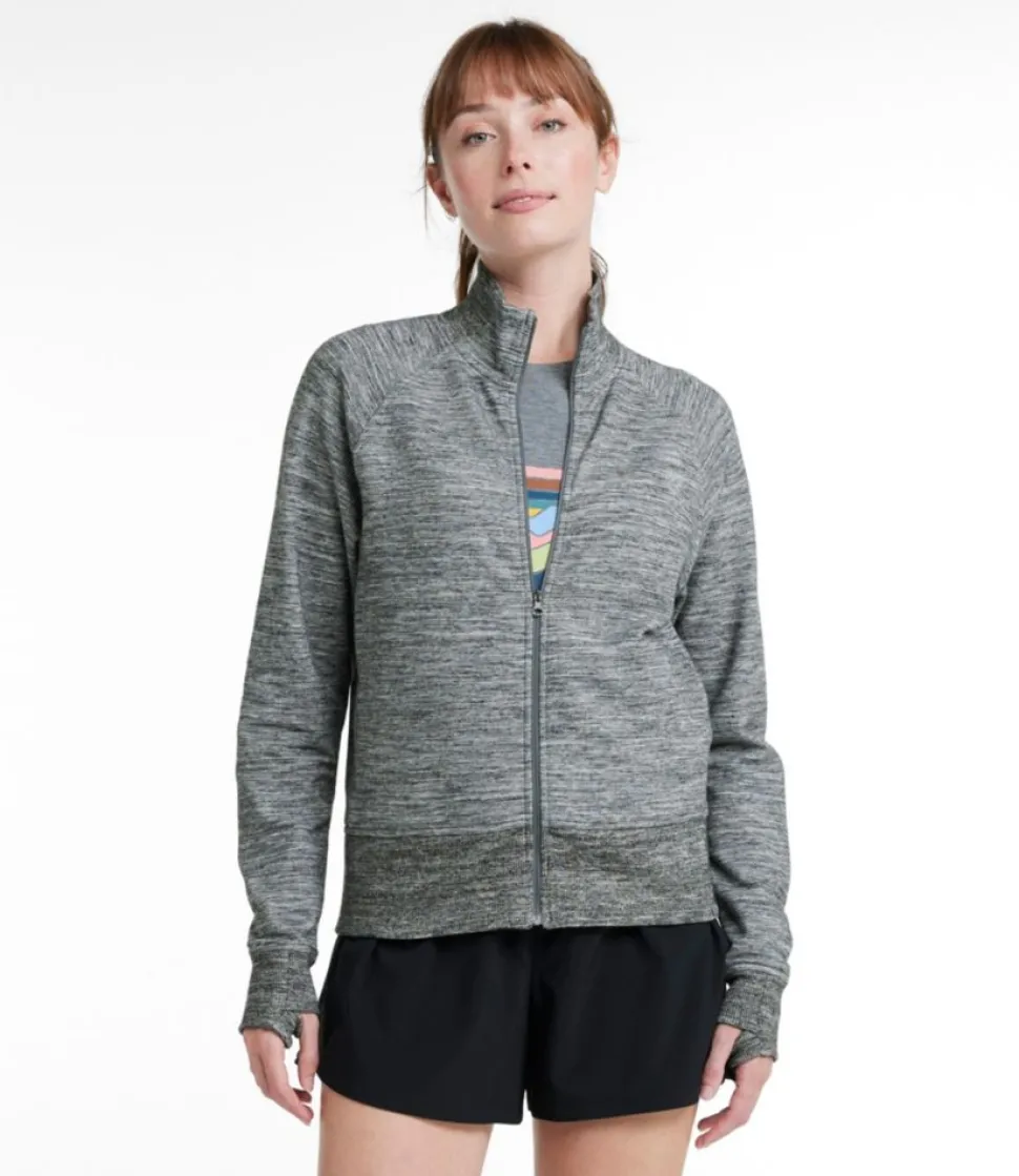 Store L.L.Bean "Women's Cozy Sweatshirt, Full-Zip Marled" LightGrayMarl