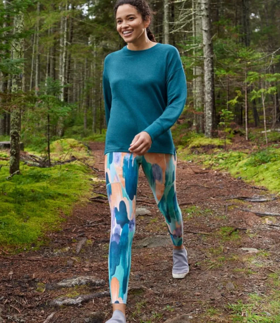 Clearance L.L.Bean "Women's Everyday Performance 7/8 Pocket Tights, High-Rise Print" CarbonNavyPaintbrushCamo