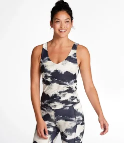 Sale L.L.Bean "Women's Everyday Performance Tank, Cropped Print" MidnightBlackCloud