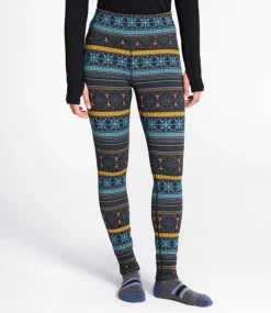 Discount L.L.Bean "Women's Heayweight Base Layer Pant, Print" CoalSnowflakeFairisle