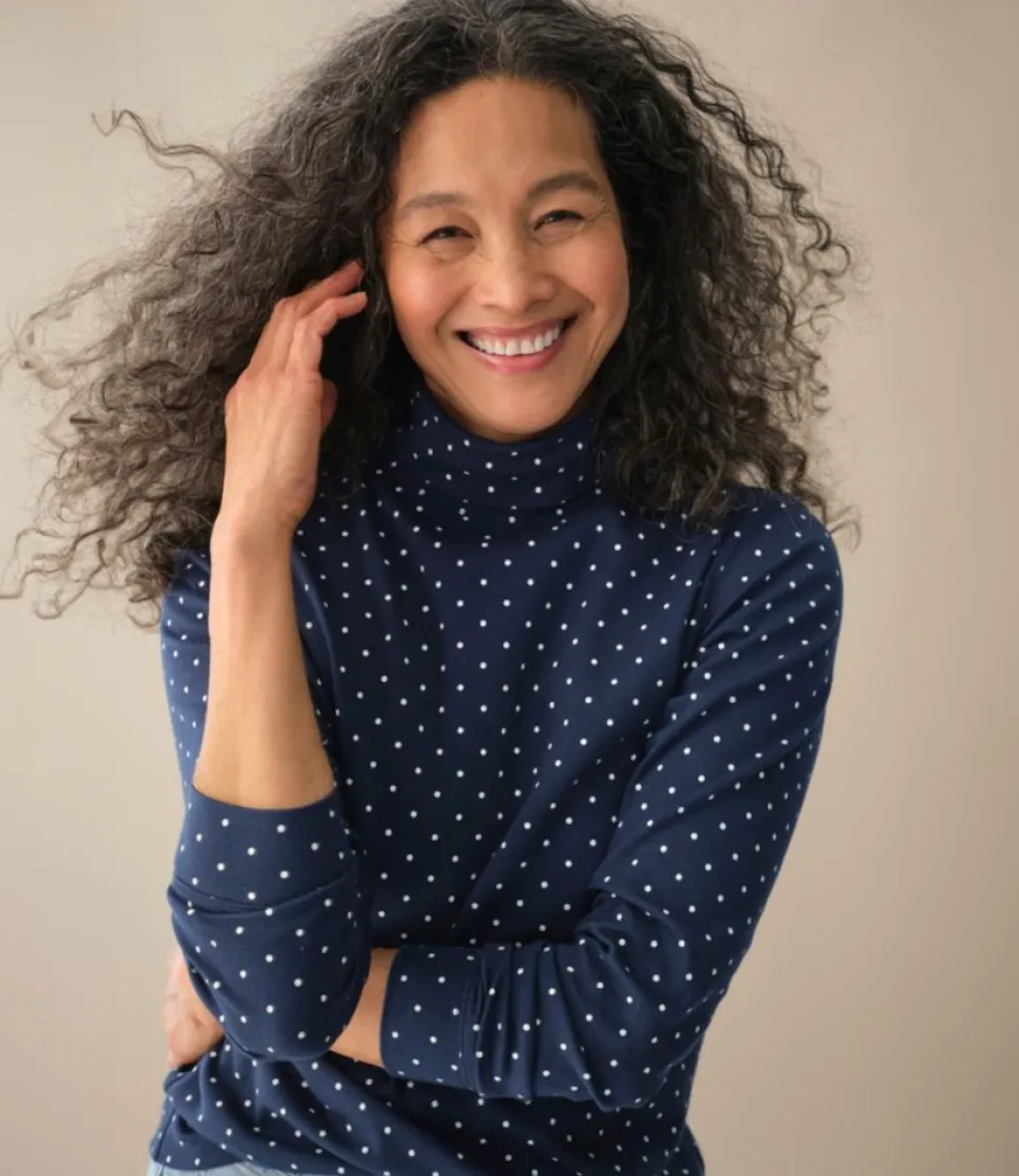 Discount L.L.Bean "Women's Interlock Turtleneck, Long-Sleeve Allover Print"