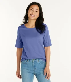 Cheap L.L.Bean "Women's Jewelneck Tee, Elbow-Sleeve"