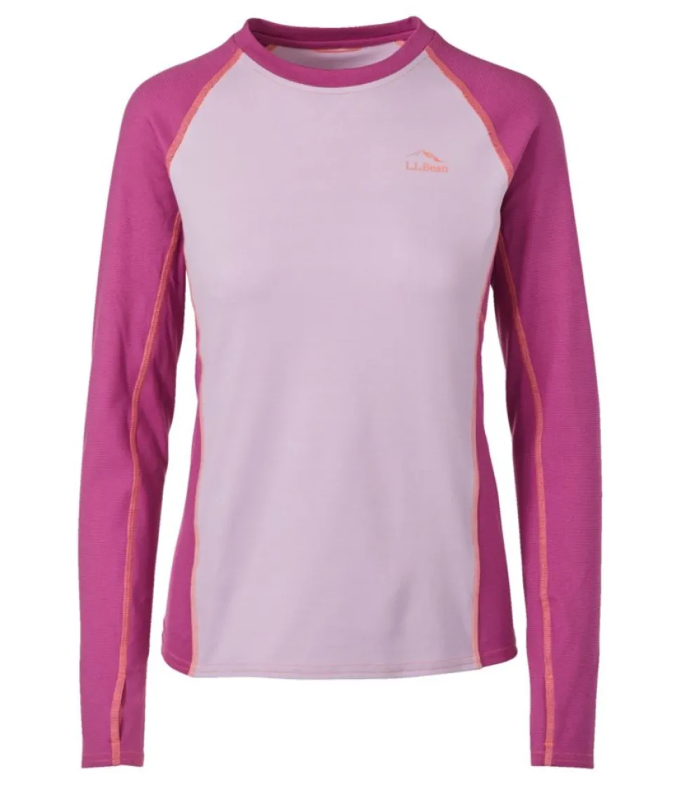 Best Sale L.L.Bean "Women's Midweight Baselayer Crew, Long Sleeve Color Block" WildAster