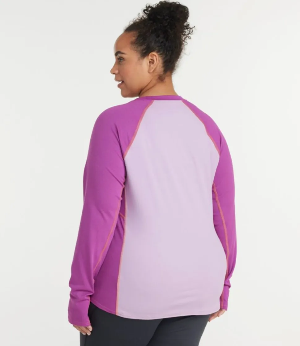 Best Sale L.L.Bean "Women's Midweight Baselayer Crew, Long Sleeve Color Block" WildAster