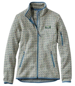 Clearance L.L.Bean "Women's Sweater Fleece Full-Zip Jacket, Print" IronBlueBirdseye