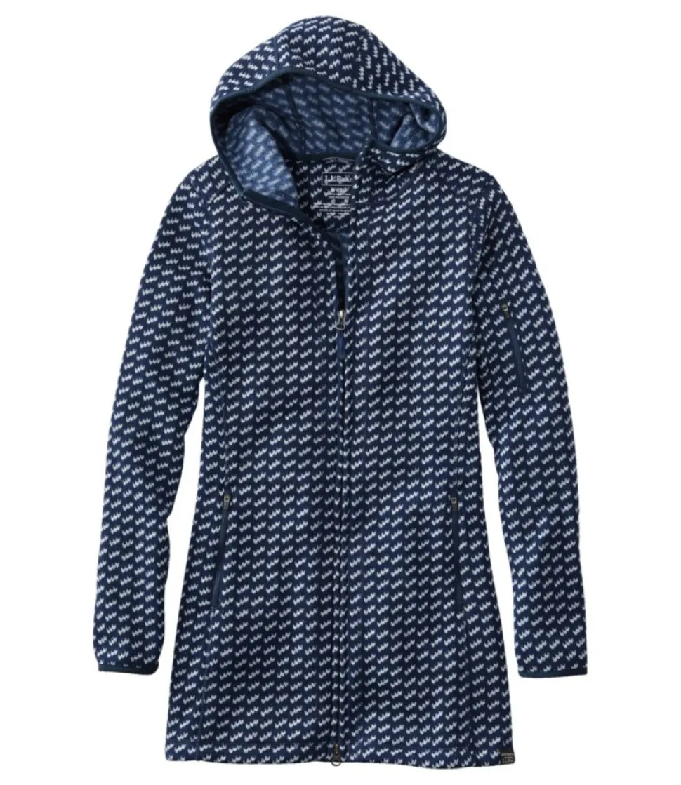 Outlet L.L.Bean "Women's Sweater Fleece Coat, Print" NavyBirdseye