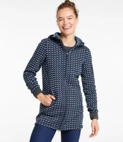 Outlet L.L.Bean "Women's Sweater Fleece Coat, Print" NavyBirdseye