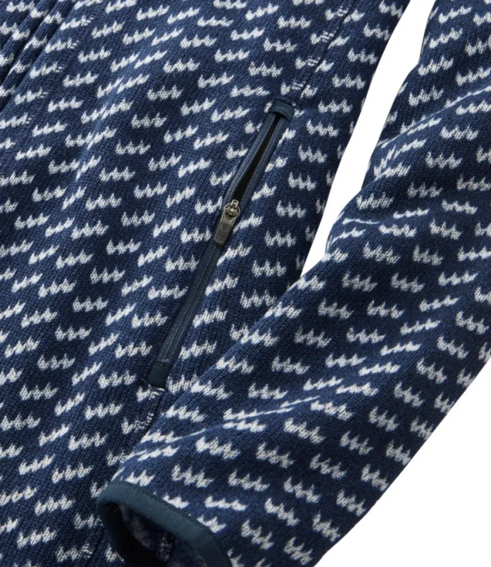 Outlet L.L.Bean "Women's Sweater Fleece Coat, Print" NavyBirdseye