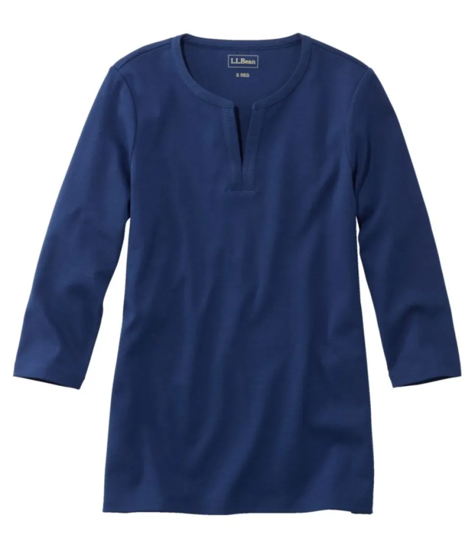 Best Sale L.L.Bean "Women's Tee, Three-Quarter-Sleeve Splitneck Tunic"