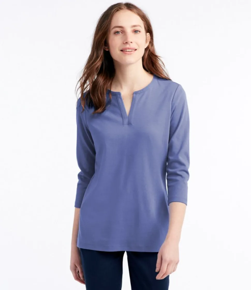 Best Sale L.L.Bean "Women's Tee, Three-Quarter-Sleeve Splitneck Tunic"