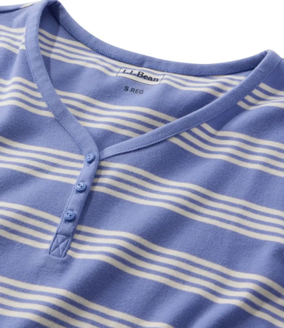 Discount L.L.Bean "Women's V-Neck Henley, Long-Sleeve Stripe"