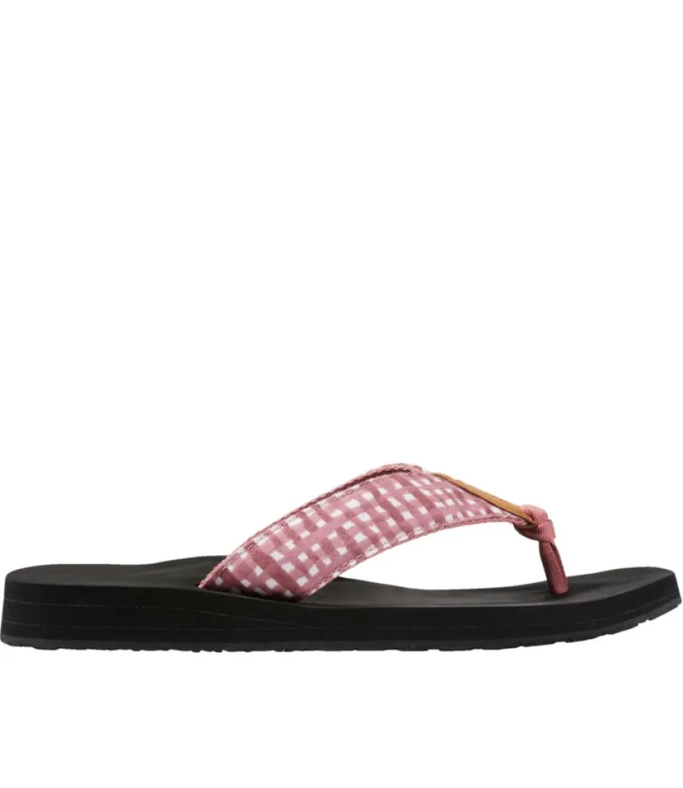 Online L.L.Bean "Women's Maine Isle Flip-Flops, Woven Print" BrightMarinerDitzyGingham