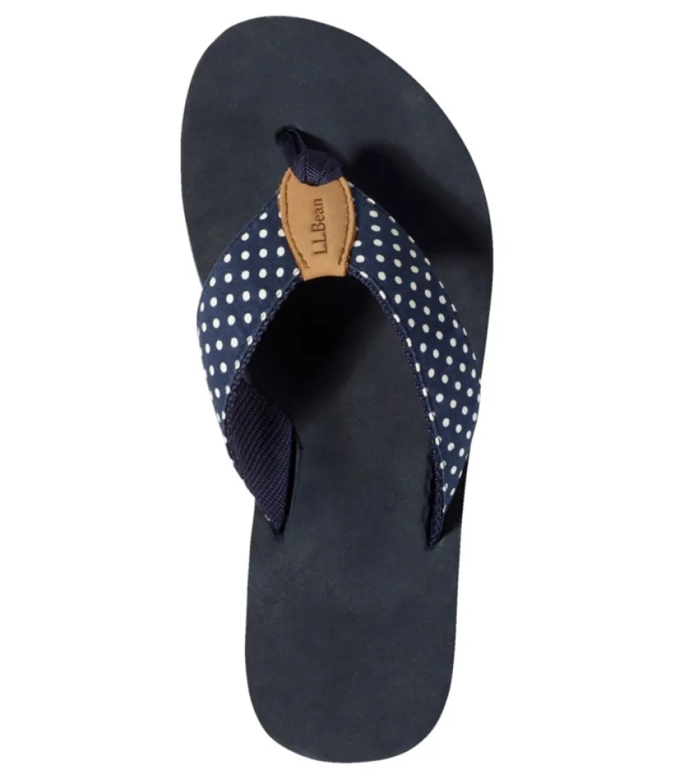 Online L.L.Bean "Women's Maine Isle Flip-Flops, Woven Print" BrightMarinerDitzyGingham