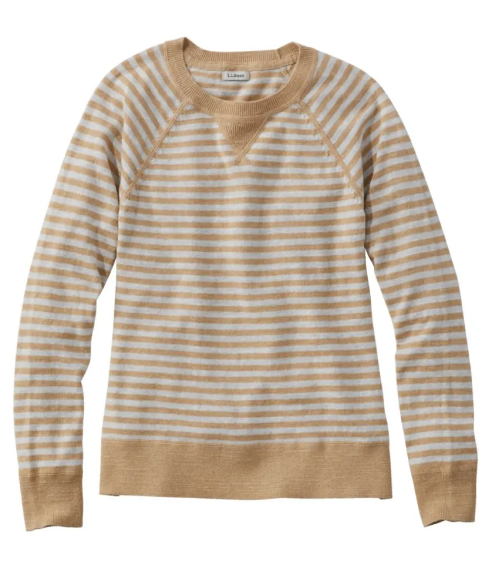 Clearance L.L.Bean "Women's Organic Cotton Slub Sweater, Crewneck Stripe"