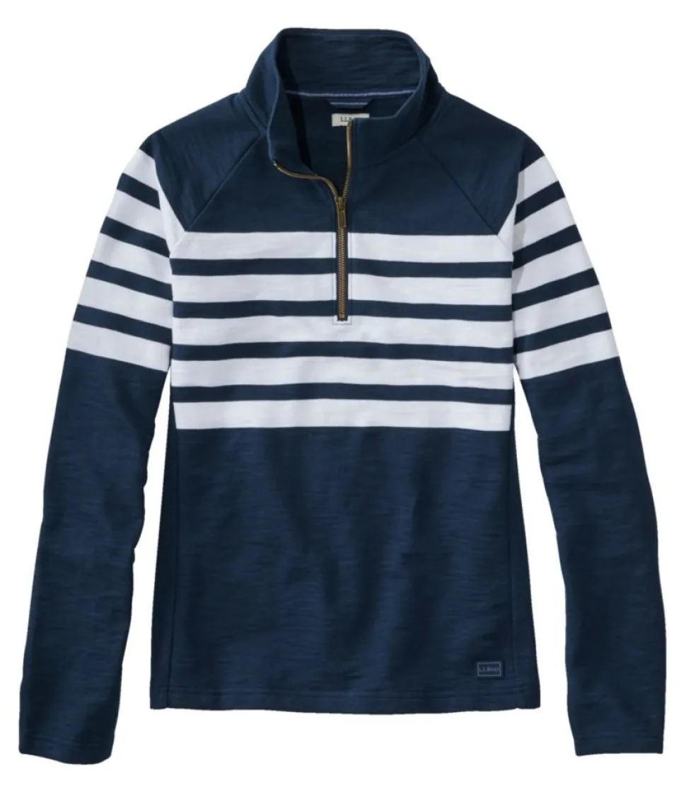 Cheap L.L.Bean "Women's Peaks Island Quarter-Zip Pullover, Stripe"