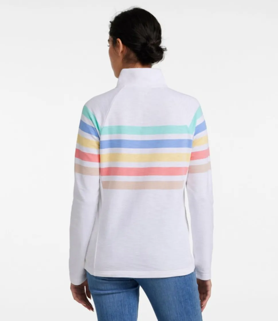 Cheap L.L.Bean "Women's Peaks Island Quarter-Zip Pullover, Stripe"