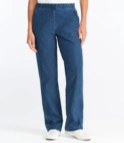 Cheap L.L.Bean "Women's Perfect Fit Pants, Denim Straight-Leg Fleece-Backed" Indigo