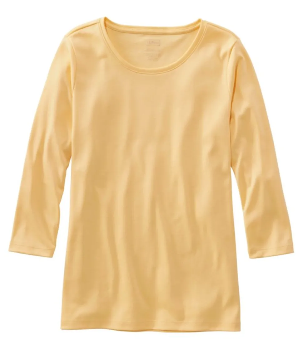 Online L.L.Bean "Women's Pima Cotton Shaped Tee, Three-Quarter-Sleeve Jewelneck"